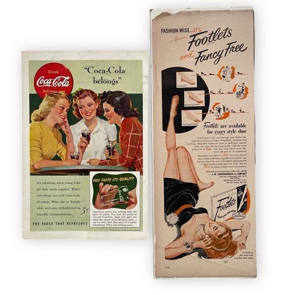 Vintage 1940’s 1950’s Coca-Cola Hosiery Sponge Hawaii Tourism Print Ads - Picture 1 of 16